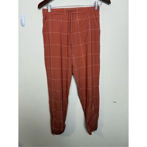 Albion Women’s  Destination Joggers, Rust Windowpane Size XS